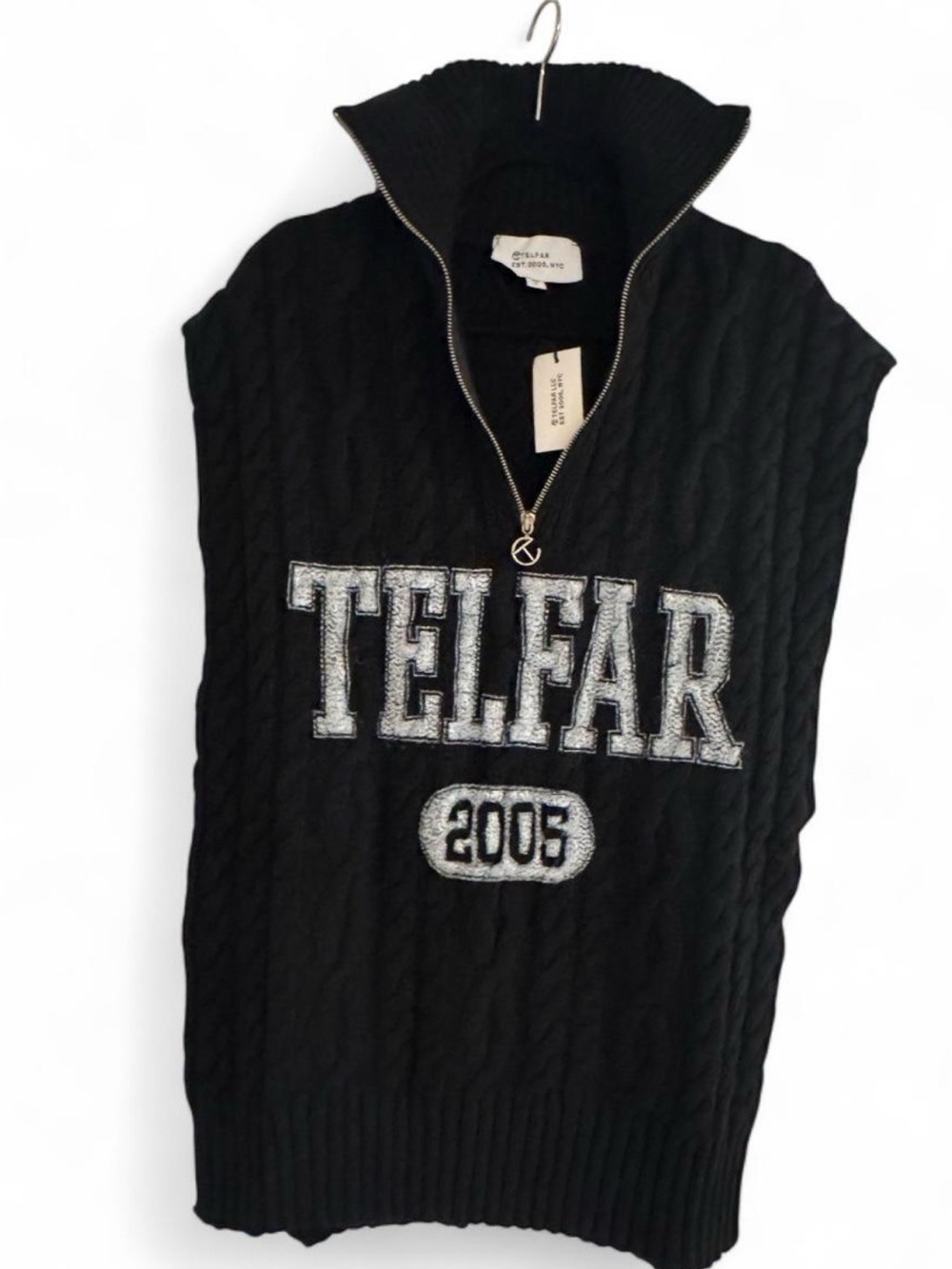 NWT Telfar Unisex Blk Wool Cashmere Cable Knit Sweater Poncho Vest -New in Bag!